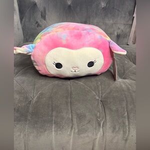 NWT Squishmallows Lana the Rainbow Tie-Dye Lamb stackable plush toy